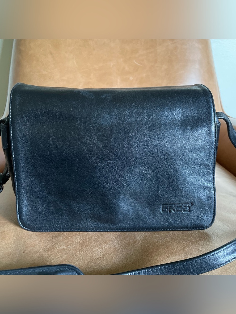 Black Leather BREE handbag 10”w x 7”h
